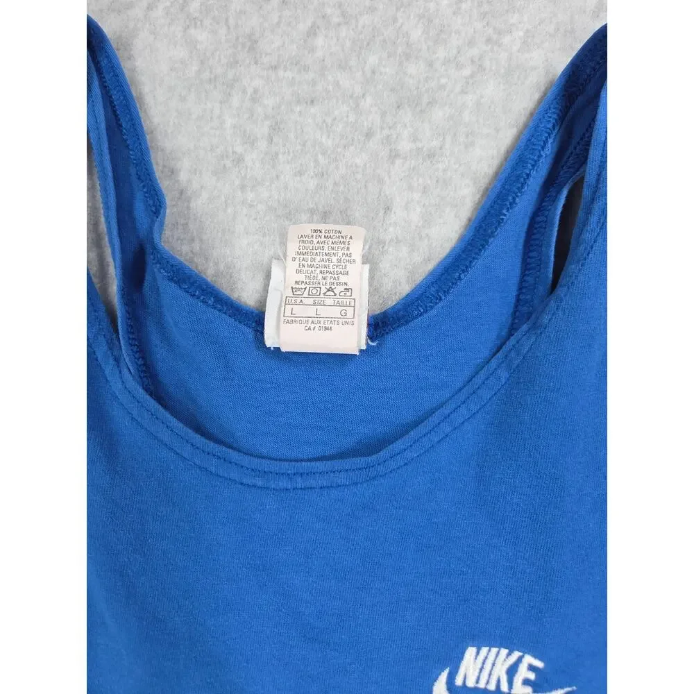 Vintage Nike White Tag Crop Tank Top Size L Royal Blue Made In USA 90s